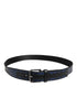 Dolce & Gabbana Black Blue DG Logo Silver Metal Buckle Belt